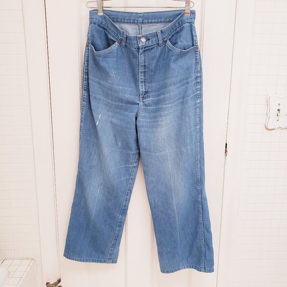Vintage Sears 90s Wide Leg Light Wash Jeans Size 16 Baggy High Rise